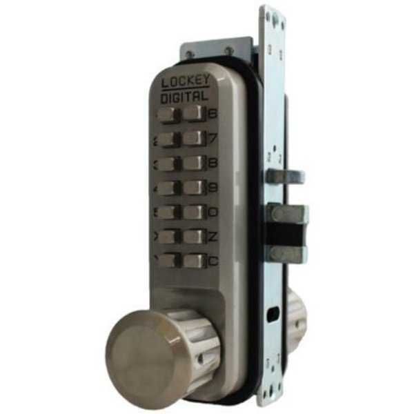 Mechanical Keyless Narrow Stile Passage Knob Lock Double Combination Satin Nickel, Lockey, Mfr#: 2930DC-SN